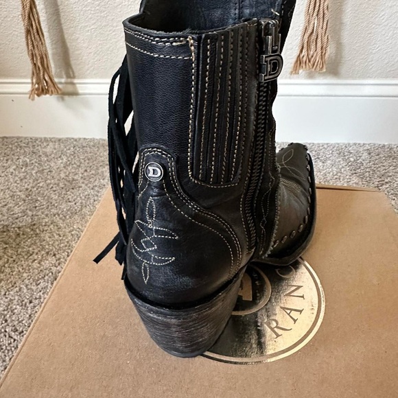 Double D ranch x Old Gringo Black and turquoise fringe cowboy boots - Picture 3 of 12